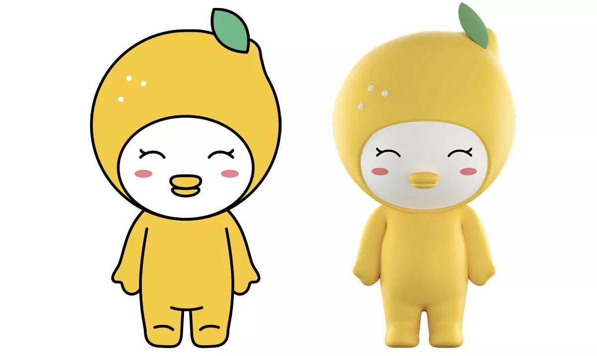 Hình ảnh 2D và 3D của mascot TAPTAP