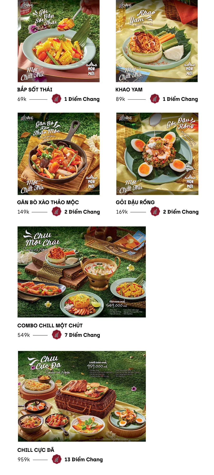Gắp món cùng Chang, gắp luôn 1 chỉ vàng SJC 5 Menu tích điểm Chang